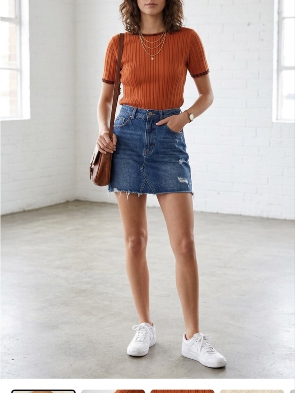 VTG 90s Casual Corner Annex Ribbed Knit Top M Made in Australia Rust Orange